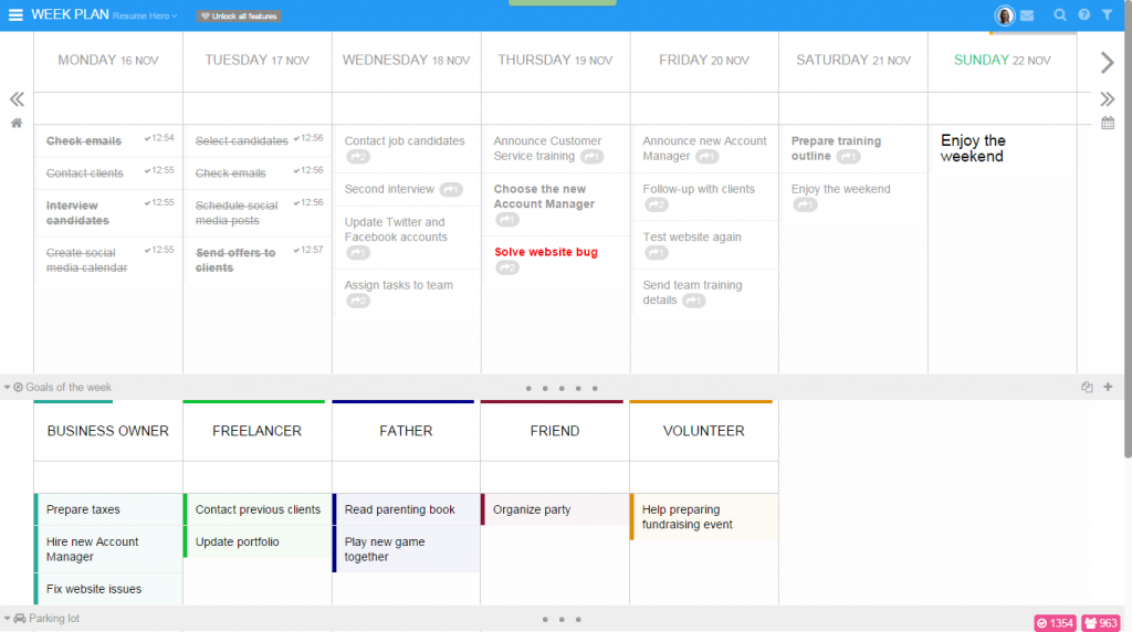 Week Plan screenshot Week Plan