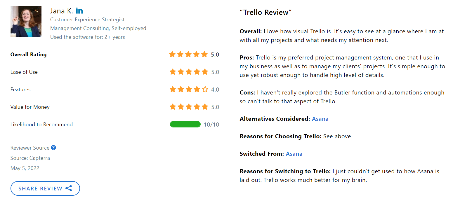 trello testimonial