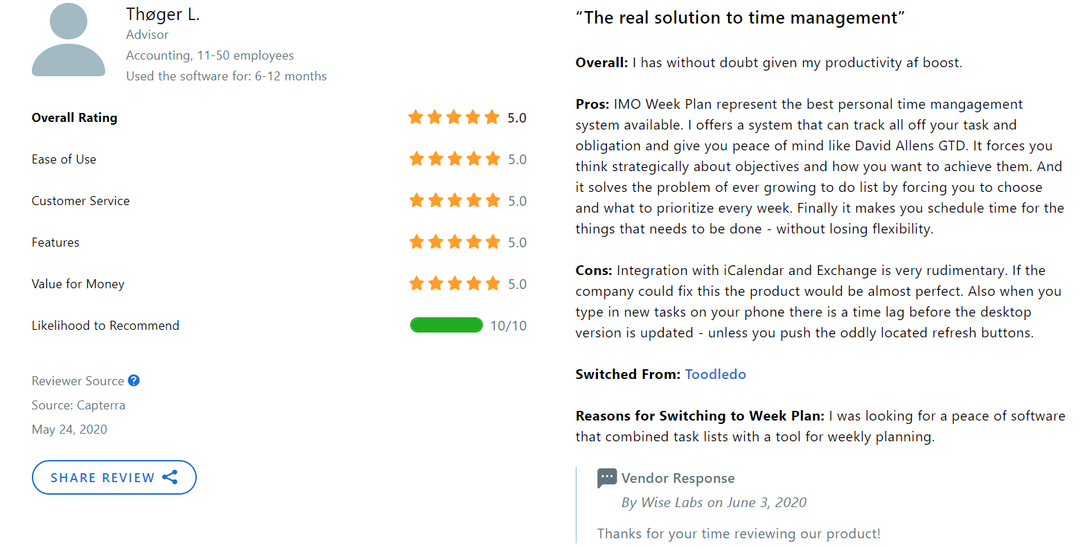 weekplan testimonial