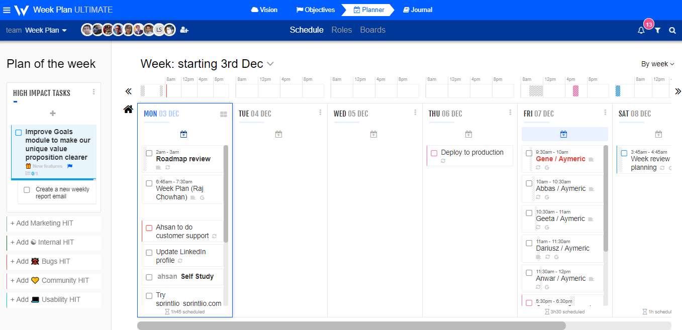Weekplan Feature Weekplan