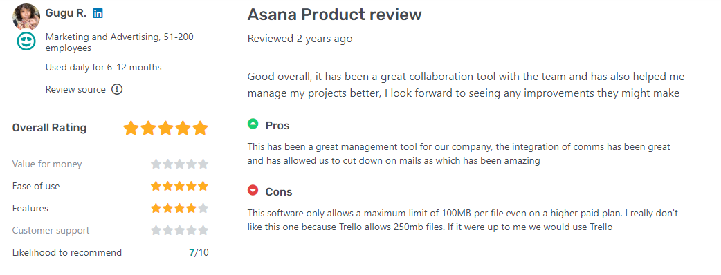 asana rating
