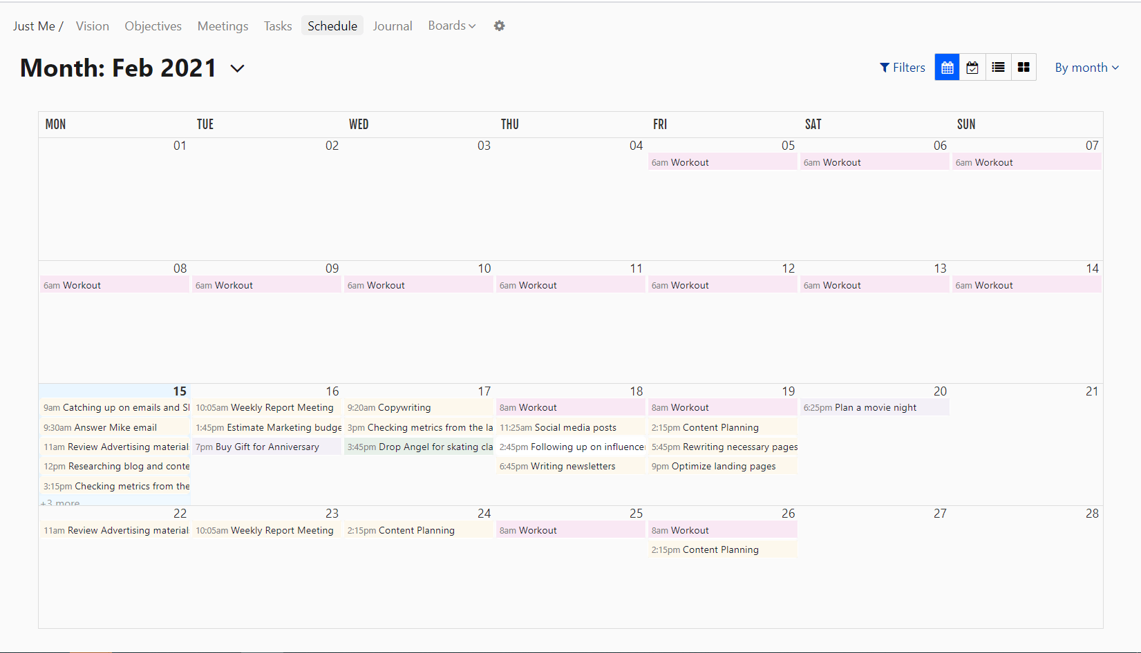 Calendar View
