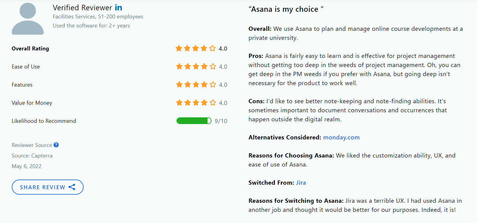Asana testimonials