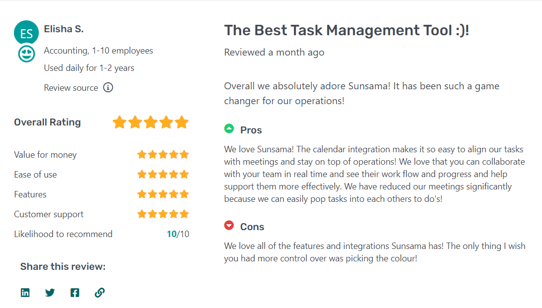 Sunsama testimonials