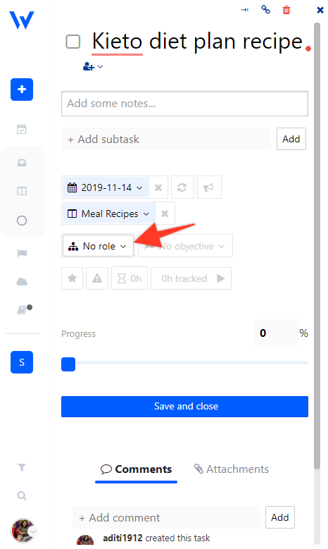 Assign roles on Tasks Screenshot