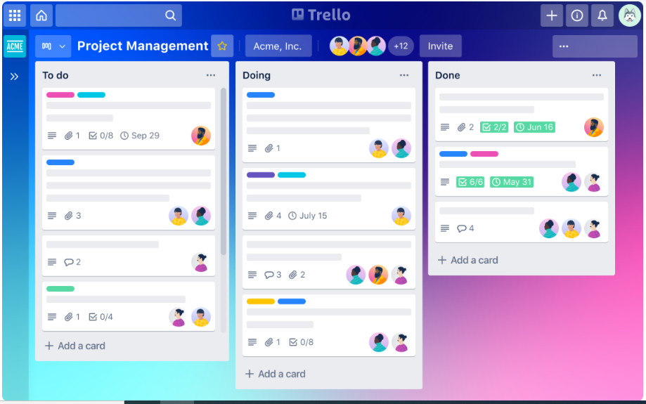 Board Management in Trello Planner