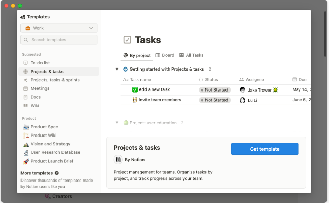 Customizable Templates in Notion