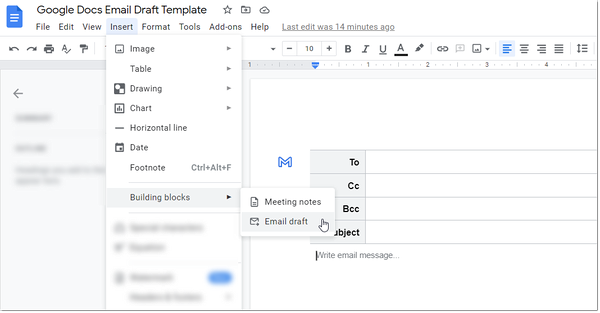 Draft Emails in Google Docs