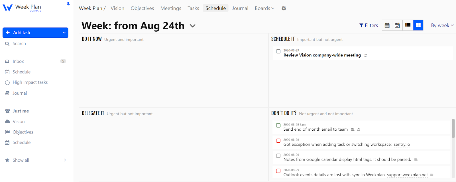 Weekplan Prioritization