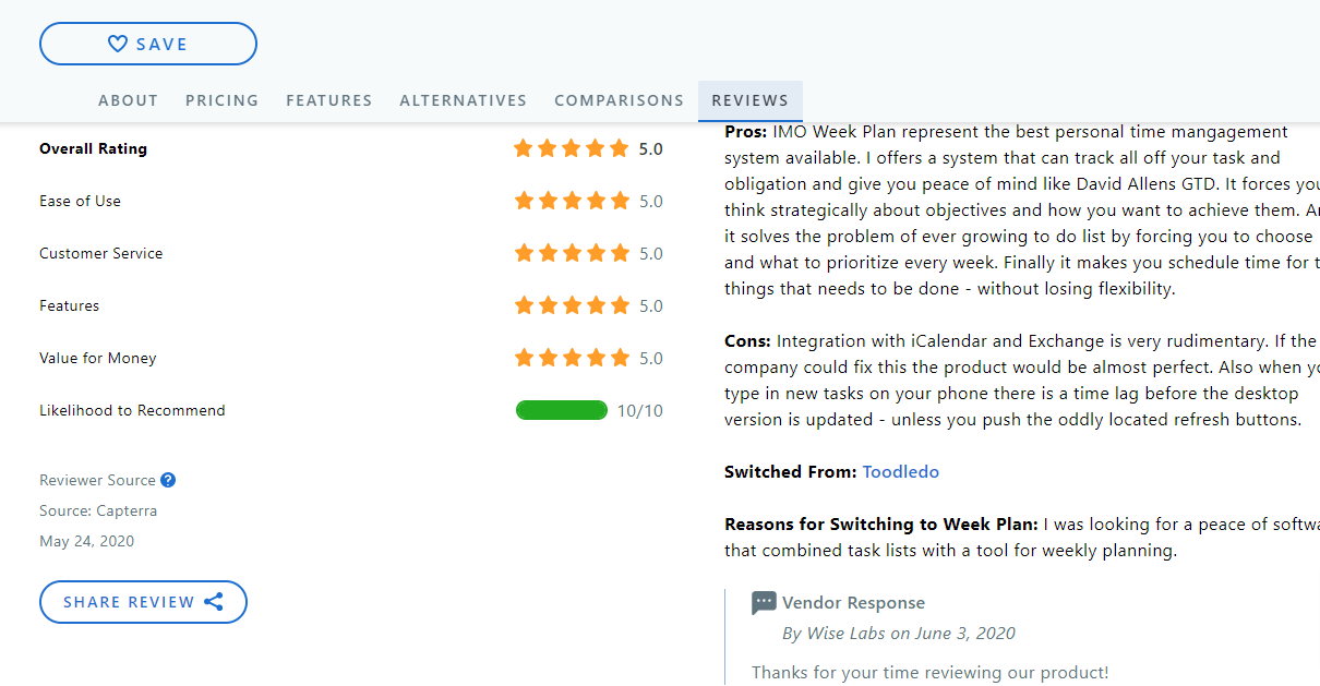 weekplan testimonials