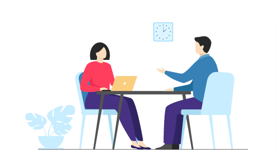 Talking to colleague. ADHD person on work informing co-worker about his mental health.