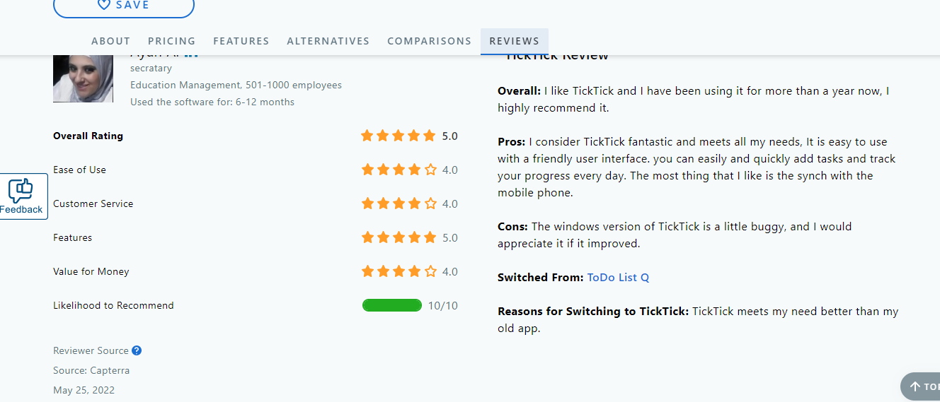 tick tick testimonial