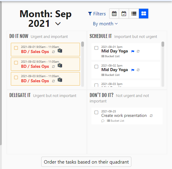 Time Management Matrix - Week Plan