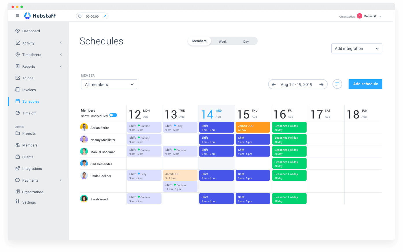 Hubstaff - Scheduling
