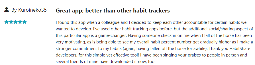 Habit Share testimonials