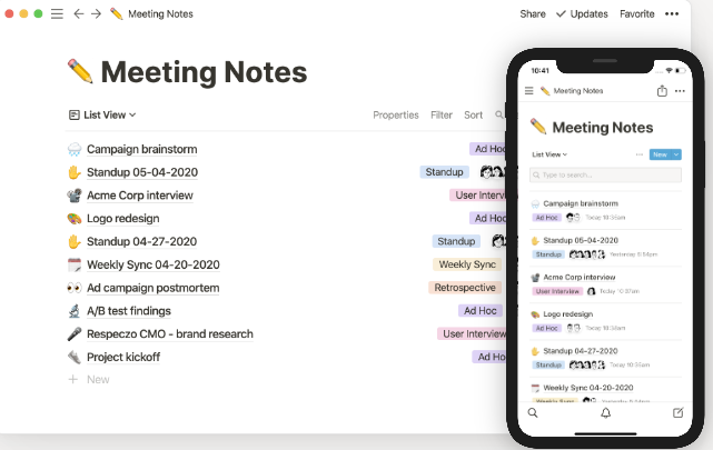 Note Taking Feature in Notion