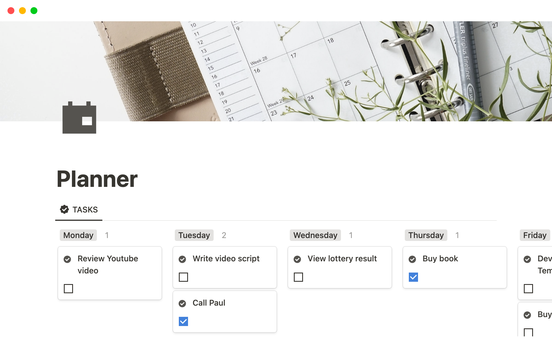 Pages Feature of Notion Planner
