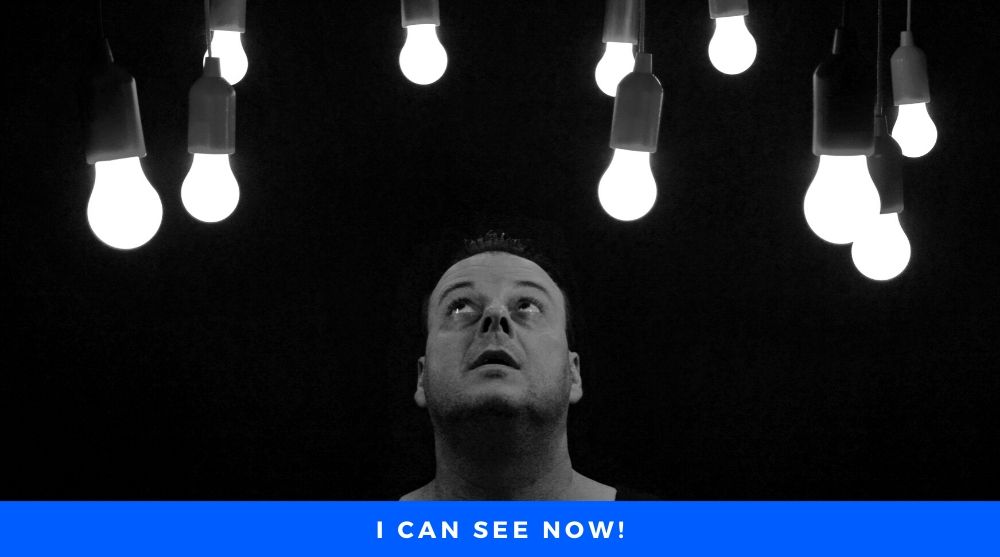 I Can See Man seeing Bulbs