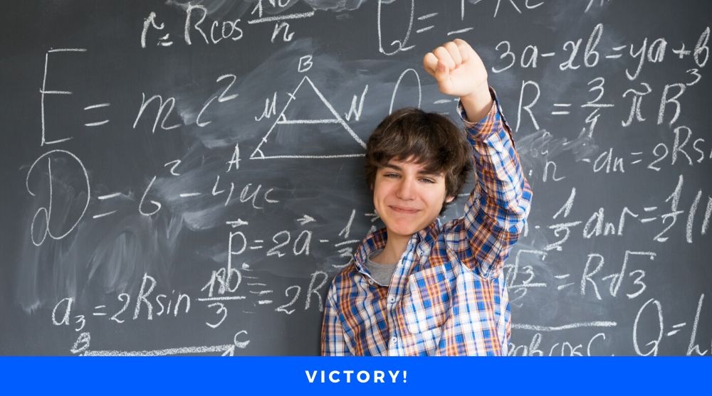 Victory BOy win to solve equation on Board
