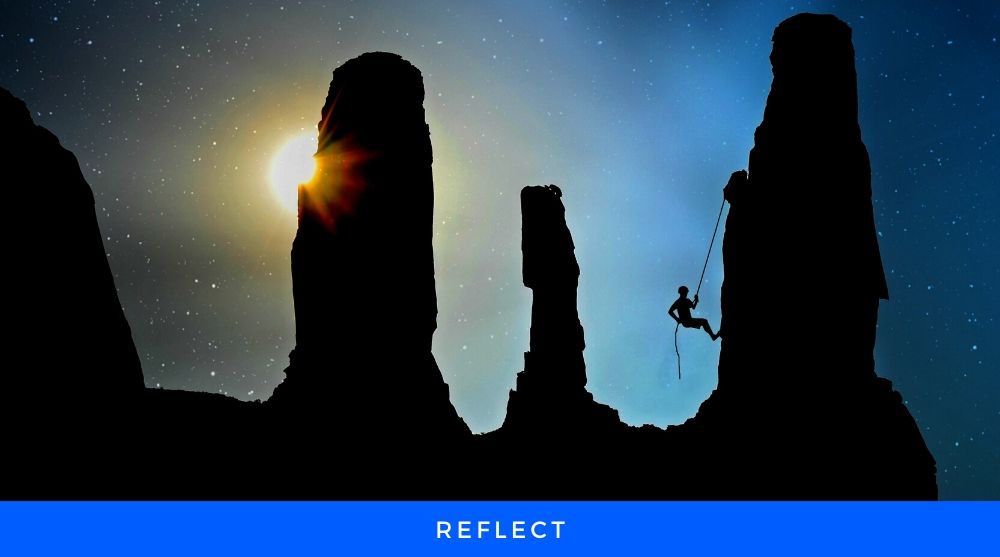 Climbing on a mountain