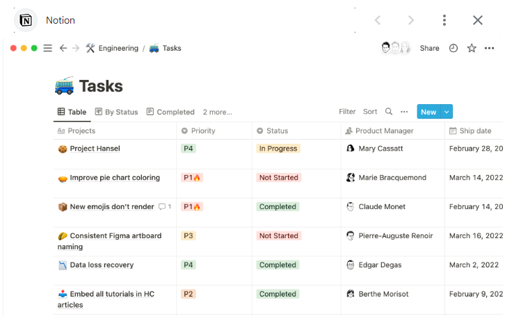 Task Management in Notion Planner