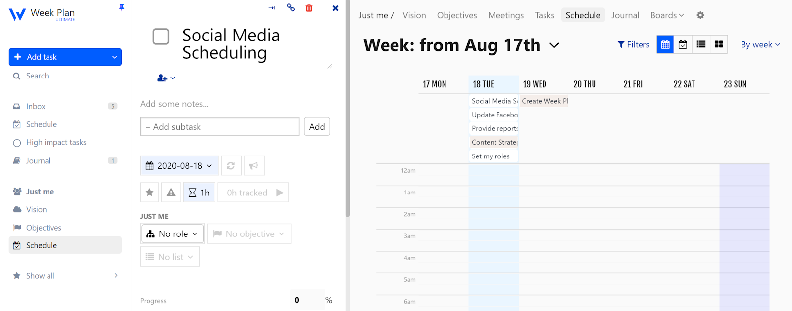 Weekplan Time Tracking