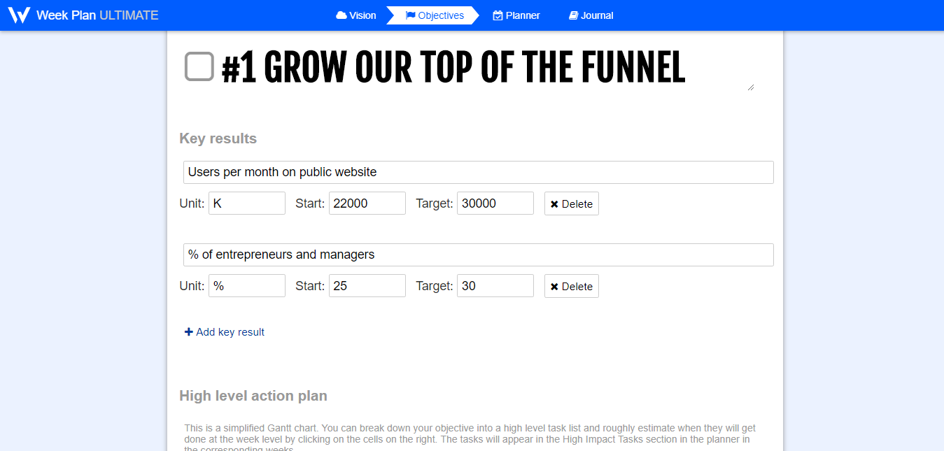 WeekPlan OKR Framework 